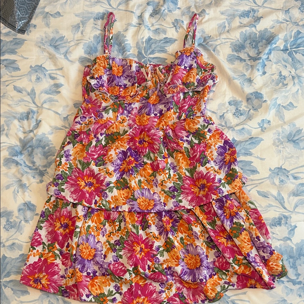 Floral Dress in Purple and Orange